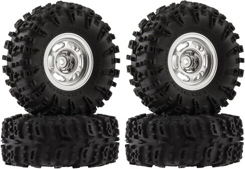 1.3" Wheel Tires Set, 70 * 27mm Beadlock Wheel Rims with Swamp Claw Mud Terrain Rubber Tires for 1/18 1/24 SCX24 TRX4M RC Car (Type A-Black Set) in Kuwait