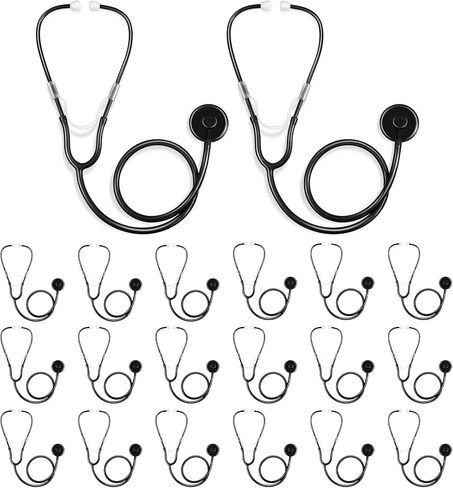 20 PCS Kids Metethoscope Toy Real Tove Plastic Metethoscope for Kids Play Girls Boys Doctor Nurse Associory Assive Schoot Schoot Cosplay (Black ، Pink) in Kuwait