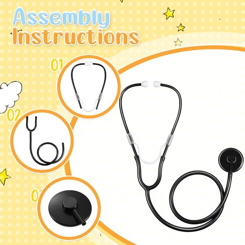 20 PCS Kids Metethoscope Toy Real Tove Plastic Metethoscope for Kids Play Girls Boys Doctor Nurse Associory Assive Schoot Schoot Cosplay (Black ، Pink) in Kuwait