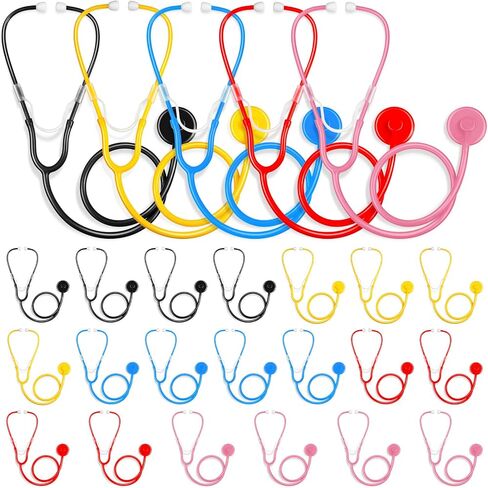 20 PCS Kids Metethoscope Toy Real Tove Plastic Metethoscope for Kids Play Girls Boys Doctor Nurse Associory Assive Schoot Schoot Cosplay (Black ، Pink) in Kuwait