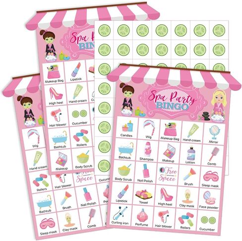 Liliful 35 Pcs Spa Party Bingo Game 24 Players Girls Makeup Party Bingo Cards Beauty Themed Party Games for Girls Women Sleepover Spa Day Birthday Party Favors Family Classroom Activities Supplies in Saudi Arabia