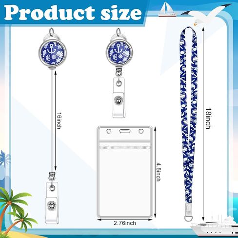 4 حزمة Cruise Lanyard لبطاقات السفن حبل الحبل مع شارة قابلة للسحب بكرات ماء معرف ماء الملحقات كروز كروز كروز in Kuwait