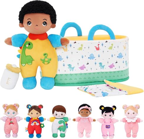 OUOZZZ Soft Baby Doll for Girls - My First Baby Doll Birthday Gifts for Girls Plush Rag Dolls Tulip Pink Dress Toy for Toddlers Kids Infants 10" in Kuwait