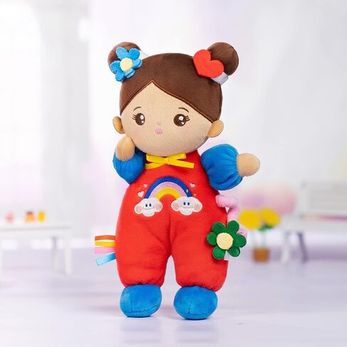 OUOZZZ Soft Baby Doll for Girls - My First Baby Doll Birthday Gifts for Girls Plush Rag Dolls Tulip Pink Dress Toy for Toddlers Kids Infants 10" in Kuwait