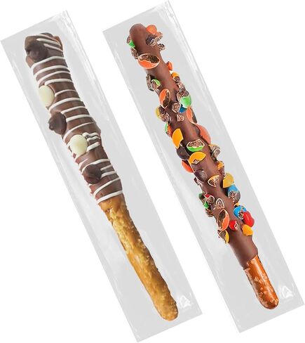 100 Pcs Self Sealing Cellophane Bags: 2x10 Inches Clear Pretzel Rod Bags, Resealable Pretzels Individual Bags for Packaging ICY Candy Treat Popsicle Cookies, Plastic Pretzel Stick Bags in Kuwait