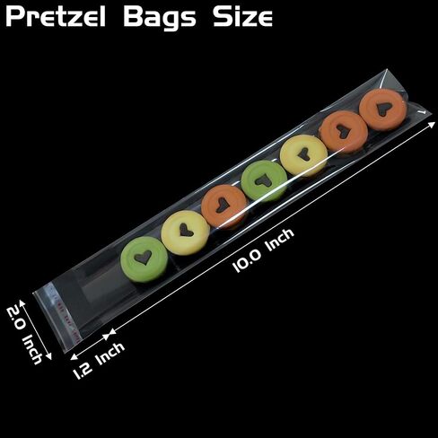 100 Pcs Self Sealing Cellophane Bags: 2x10 Inches Clear Pretzel Rod Bags, Resealable Pretzels Individual Bags for Packaging ICY Candy Treat Popsicle Cookies, Plastic Pretzel Stick Bags in Kuwait