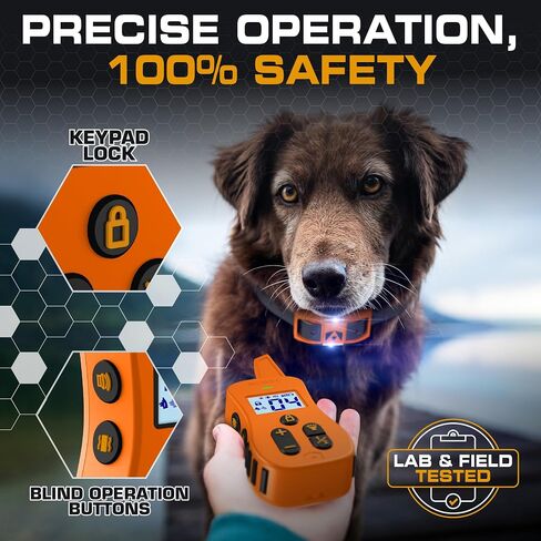 INVIROX Shock Collar for Dogs [Ultra K9] 124 Training Levels, 4 Powerful Modes with Night-Light and ¾ Mile Range 100% Safe Dog Training Collar for Large Dogs IP67 Waterproof E Collar in Kuwait