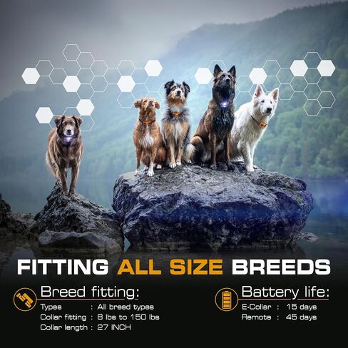 INVIROX Shock Collar for Dogs [Ultra K9] 124 Training Levels, 4 Powerful Modes with Night-Light and ¾ Mile Range 100% Safe Dog Training Collar for Large Dogs IP67 Waterproof E Collar in Kuwait