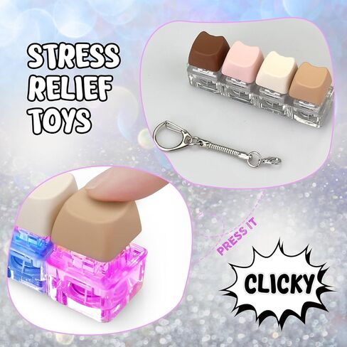4 PCS Keyboard Fidget Toy for Adults with Sound,Keyboard Clicker with LED Light ,Keyboard Decompression Toys Button Gifts to Relief Stress Pass The Time (Four-Piece Set) in Kuwait