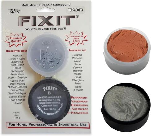 Aves FIXIT Multi-Media Repair Compound - 2 Part Modeling Compound (A & B) - 1 Pound, Durable & Waterproof Self Hardening Clay for Patching, Sealing, Filling, and Repairing - White in Kuwait