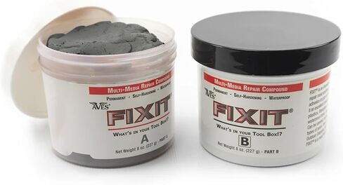 Aves FIXIT Multi-Media Repair Compound - 2 Part Modeling Compound (A & B) - 1 Pound, Durable & Waterproof Self Hardening Clay for Patching, Sealing, Filling, and Repairing - White in Kuwait