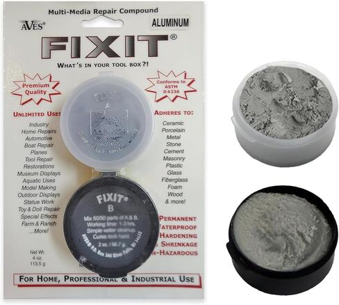 Aves FIXIT Multi-Media Repair Compound - 2 Part Modeling Compound (A & B) - 1 Pound, Durable & Waterproof Self Hardening Clay for Patching, Sealing, Filling, and Repairing - White in Kuwait