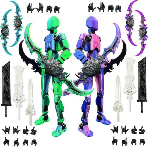 T13 Action Figure Set (Assembly Completed), 3D Printed Multi-Jointed Movable Titan 13 Lucky Dummy 13 Mobile Robot, Nova 13 Action Figures Desktop Decorations for Game Lovers Toy (Black Red Green） in Saudi Arabia