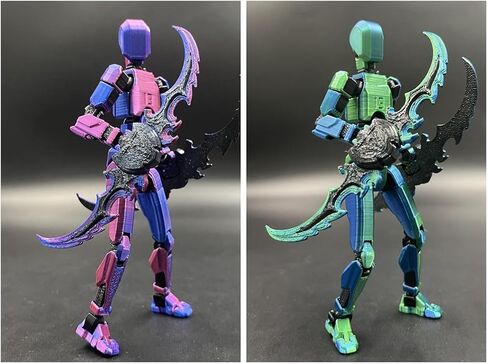T13 Action Figure Set (Assembly Completed), 3D Printed Multi-Jointed Movable Titan 13 Lucky Dummy 13 Mobile Robot, Nova 13 Action Figures Desktop Decorations for Game Lovers Toy (Black Red Green） in Saudi Arabia