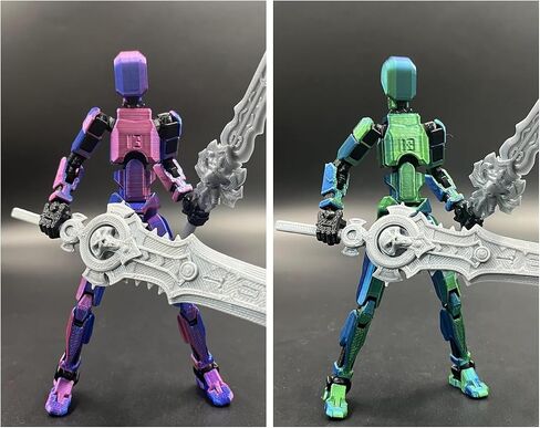 T13 Action Figure Set (Assembly Completed), 3D Printed Multi-Jointed Movable Titan 13 Lucky Dummy 13 Mobile Robot, Nova 13 Action Figures Desktop Decorations for Game Lovers Toy (Black Red Green） in Saudi Arabia