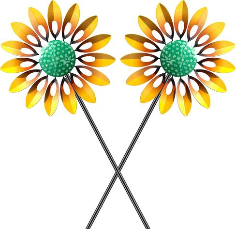 46.7" H x 12.6" W Metal Sunflower Wind Spinners Outdoor Decor in Kuwait