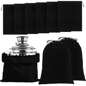 Ferraycle 6 Pcs Silver Storage Bags Anti Tarnish Storage Bag Fabric Cloth for Jewelry Silverware Protection Flatware(18 x 18 Inch,Dark Gray)