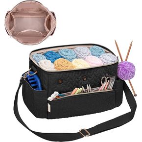 Crochet Bag Yarn Bag Storage Organizer Knitting Bag For Crocheting Accessories Crochet Hook Case Gifts For Crafters (Teal)