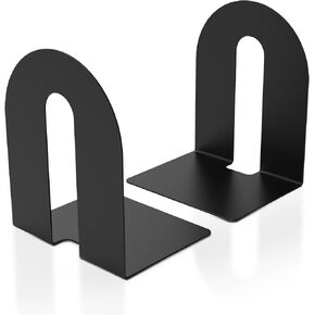 Heavy Duty 10" Bookends, 2 Pair Black Heavy Duty Bookends, Bookend Stopper for Heavy Books, for Office, Bookshelves, Binders & Books
