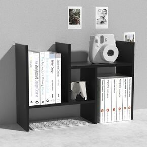 MASAKA B&W - Kawaii Storage Desktop Organizer for Your Desk Space, Double H Plants Display Shelf, Home Office Storage Rack Adjustable Stackable for Office, Dormitory (White*01)
