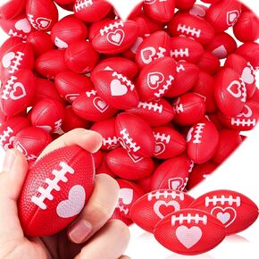 120 PCS عيد الحب يوم كرة القدم كرات الإجهاد 1.57 '' Mini Football Squeeze Balls Bulk Valentines Gifts Foam Football Toy Party Fords for Kids School Classroom Supplies (Red ، White ، Rose Red)