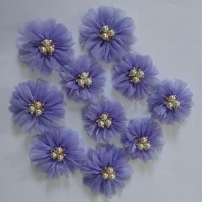 Fabric Handmade 3D Small Flower Clothing Dance Decoration Flower/Breast Flower/Headwear/Hair Card Material/Sweater Shoe Flower (wathet)