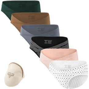 Angelhood Cotton Maternity Underwear Under Bump, Healthy Pregnancy Panties Postpartum Underwear Multi-Pack with Laundry Bag