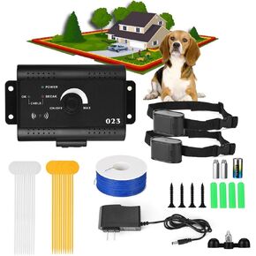 Electric Dog Fence, Underground/Aboveground Pet Boundary Containment System, w/ 984 Ft Wire & Waterproof and Battery-Operated Training Collar, Safe Effective, Covers up to 1.2 Acre, for 1 2 3