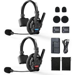 SYNCO XTalk XPro2 Wireless Intercom Headset System, 2.4GHz Full Duplex Wireless Headset with 24H 500M/1640FT Real-time Monitoring for Movie Shoot Live Show Stage Performance (2PCS)