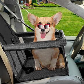 Dog Car Seat for Small Dog,Dog Booster Seat,Dog Car Bed,Washable Removable Pet Travel Safety Pet Car Seat,Dog Travel Bed Suitable for Dogs Under 40Lbs (Gray, 15.7inch×11.8inch+9.8inch)