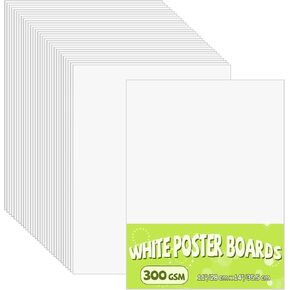 30 Pack 11" x 14" White Poster Board, Heavyweight Thickened Poster Paper Blank Graphic Display Board Vision Posterboard for School Projects DIY Crafts Drawing Exhibits Notices, 300gsm