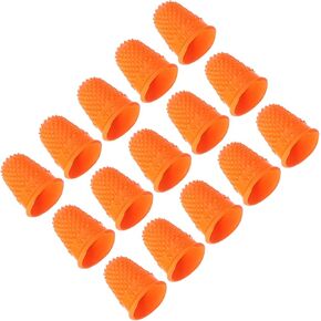 Patikil Rubber Finger Tips ، 15 عبوة سيليكون إبهام أصابع الإصبع ، تُسهيل الأصابع ، يغطي منصات الحراسة قبضة خياطة للمكتب ، وحجم البرتقال S.