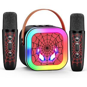 LED Mini Karaoke Machine for Kids: Easter Birthday Gifts for Boys 3 4 5 6 7 8 9 10 Year Old Kid Microphone Toys for Boy Ages 4-8 Portable Bluetooth Speaker with 2 Wireless Mics for Kids Girls Adult