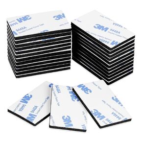 48 PCS Strong Double Sided Tape Heavy Duty | Strong Adhesive Strips for Mounting Lightweight Items, Hanging Photos, DIY Projects | Damage-Free, No Nails Needed (Black Rectangle 3MM Thickness)