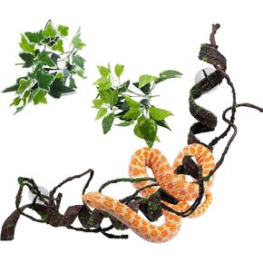 BNOSDM Reptile Bend-A-Branch Vines with Moss Bendable Jungle Climbing Vine Pet Habitat Decor for Bearded Dragons Chameleon Geckos Snakes Lizards Frogs