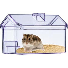 House Hamster Sand Bath Container, Transparent Large Litter Box for Dwarf Syrian Hamsters,Mice,Rat,Digging Bathtub for Hamster Cage Accessories,Transparent