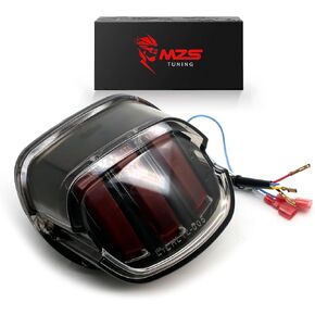 MZS Motorcycle Tail Light, LED Touring Rear Turn Signal Brake Light Integrated Taillight Low Profile Clear Compatible with Sportster Softail Dyna Road King Electra Glide Street Bob Fat Boy Super Ultra