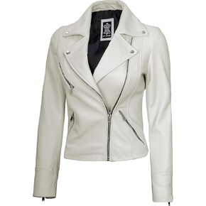 Blingsoul Womens Leather Jacket Motorcycle - Asymmetrical Leather Jackets for Women
