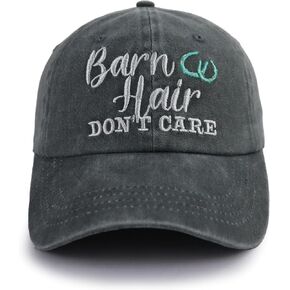 Vxchkerm Barn Hair Don't Care Hats, Adjustable Embroidered Cotton Denim Baseball Cap, Horse Lovers Gifts for Women Men