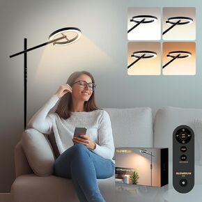 GLOWRIUM-H1 Smart Light Therapy Lamp 10000 Lux, LED UV-Free Sun Light Lamp, Full Spectrum Happy Natural Light Mood Lamp, Modern Sunlight Floor Lamp with App and Remote Control, Sleep Aid and Wake Up