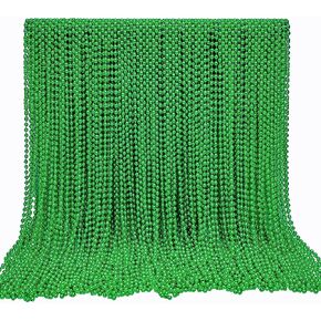 Rukie 144Pcs St. Patricks Day Beads Bulk, 72pcs 33" Green Carnival Beaded Necklaces with 72pcs Tattoo Stickers For St. Patrick's Day Accessories, St. Patricks Parades, Night Club Dress-up Events Party Costume