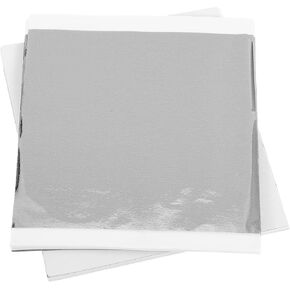 Bohuiz 200 PCS Silver Leaf Sheets ، 14 سم رقائق أوراق فضية ، رقائق أوراق ذهبية للأظافر ، الحرف الفنية ، الرسم ، الجدران المنزلية ، الديكور الفني متعدد الفنية ، ملاءات الفضة المقلدة