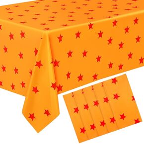 Oudain 3 Pcs Anime Theme Tablecloth Yellow and Red Stars Print Table Cover Set 108 x 54 Inches Party Decor Supplies Birthday Themed Party Decoration