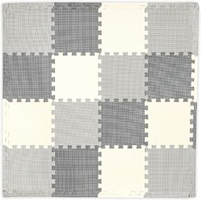 Play Platoon Non-Toxic Foam Puzzle Floor Mat, Comfortable, Extra Thick, Cushiony Play Mat for Toddlers, Kids & Adults, 36 Tiles (12"x12"), Square, Grey/Cream/Charcoal