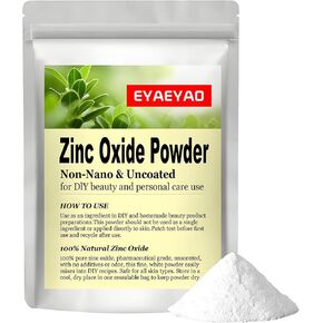 Zinc Oxide Powder | Non-Nano & Uncoated | Make Your Own Lotion, Deodorant, Cream, Soap | DIY Essentials | Resealable Bag | Pure Natural | Multitude of Uses | 4 Ounces