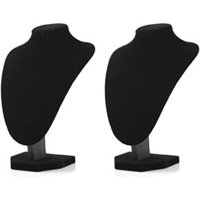COMELYJEWEL 2pcs/pack 21cm Black Velvet Necklace Small Holder Stand Display Stands Mannequin Bust Jewelry Organizer Displays For Shop Event Shows