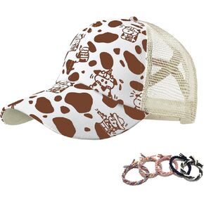 Womens Cow Print Baseball Cap Unisex Adjustable Baseball Hat Casual Cotton Sun Hats for Teen Girls