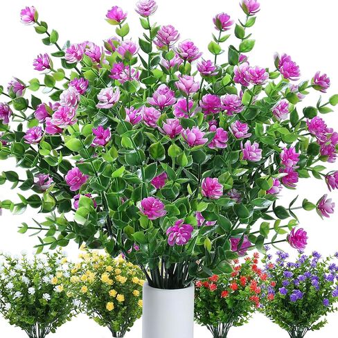 White Artificial Flowers for Outdoors 14" Fake White Flowers Bulk UV Resistant Outdoor Faux Flowers for Planters Plastic Flowers for Plants Hanging Window Box Porch Summer Decor in Saudi Arabia