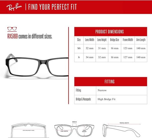 نظارات راي بان RX5469 مستطيلة للرجال والنساء + حزمة مع مجموعة نظارات ديزاينر آي وير in Kuwait