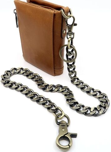 newtro Heavy Duty Wallet Chain Men Women Boy Girl, Biker Motorcycle Pants Jean Punk Goth Key Chain Black Gold Silver TH in Kuwait